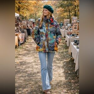 Simply Art by Dolcezza NWT artsy light quilted paffer jacket size S.